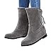 Produktbild Geili Damen Halbschaft Stiefeletten Wildleder Schnürstiefel Warme Fleece Gefüttert Winterstiefel Schneestiefel Freizeit Frauen Übergrößen Boots Keilstiefel EU Größe 36-41