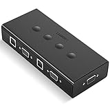VGA KVM Umschalten zwischen 4 Computern wird durch den 4 Druckknopf auf der Oberseite des Gerätes gesteuert wird. Ein Druckknopf sorgt für ein Geräte und leicht Anzeigen und Umschalten. 4 USB Typ B Anschlüsse unterstützen nicht nur für die Datensübertragung sondern auch für die Netzteil bieten. Deswegen keine externe Stromversorgung ist erforderlich. Es ist sehr einfach zu installieren.