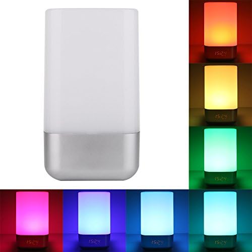 Wake-Up Light Alarm Clock, (5 Sound 7 Colour) Nature Night Light with Sunrise Simulation FM Radio Sound, LED Color Changing Touch Sensor Bedside Lamp,USB Charger
