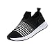 Produktbild Mode Mesh Sneaker Herren, DoraMe Männer Frühling Beiläufige Reiseschuhe Atmungsaktive Wohnungen Sportschuhe Streifen Slip-On Schuhe (EU:42/CN:43, Schwarz)