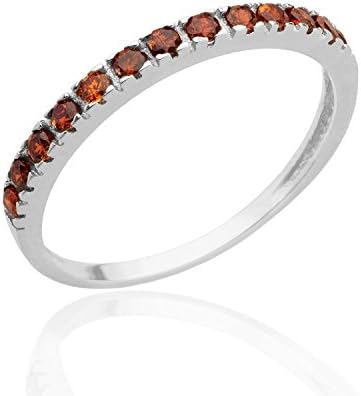 Garnet Stacking ring Gemstone Multistone Everyday ring 925 Sterling Silver jewellery Birthstone Half Eternity ring for women