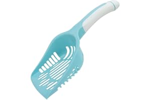 NALEINING Cuchara de arena para gatos, flexible y ligera, pala de plástico grande, eficiente, duradera, para muchos tipos de arena para gatos (02 azul claro)