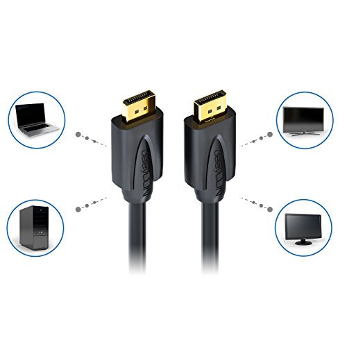 deleyCON 1m DisplayPort Kabel – 4K / 2160p / 3D / HDCP – DP (20 pin) Stecker auf DP (20 pin) Stecker – vergoldet - 4