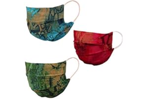 Touchstone Face Masks Reusable Washable Handcrafted Indian pattern Colorful 100% Cotton Double Layer Fabric With Elastic earloops for comfortable snug fit unisex men women.