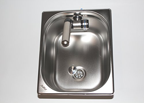 Edelstahl Spülbecken Camping Spüle Waschbecken + Ablauf 325x265x150mm Barwig Chrome Wasserhahn integriert (ad-ideen)