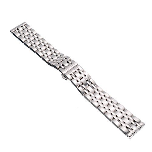 18/20/22mm Herren Damen Silber Stahl Edelstahl Quarz Wrist Uhren-Armband Uhrenarmbänder Uhrband Watch Band Watch Strap Uhr Unisex mit Dornschließe Edelstahlschließe Druckverschluss Analog Sport
