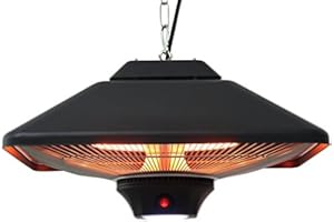‎WDH Aktobis Decken-Heizstrahler, Balkonheizer, Zeltheizer WDH-200LS (Schwarz + bis 2.000 Watt + LED Lampe)