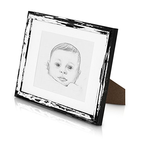 Bilderrahmen A4 – Shabby Chic – mit Glasscheibe – Echtholz – Rahmenbreite 2cm – Fotorahmen - 3