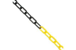 TRUE PRODUCTS 25m x 6mm Plastic Barrier Chain Link Safety Decorative Garden Fence - Yellow & Black