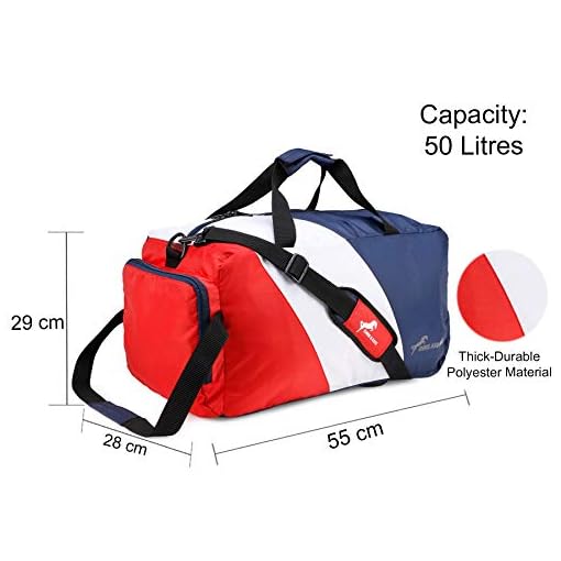 Chris & Kate Polyester Blue-White-Red 50 litres Travel Foldable Spacious Duffle Bag with Wheels Lightweight Trolley Bag with Space Saver Self Storage Luggage Bag for Women and Men 200 - Image 7
