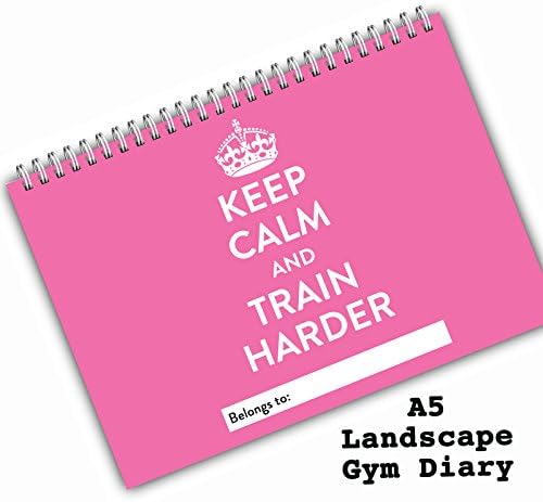 LADIES MEN GYM TRAINING DIARY, 7 WEEK EXERCISE JOURNAL, LOG BOOK,REPS, WEIGHTS (Keep Calm Pink)