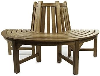 HGG Half Tree Bench - Tree Seats - Teak Garden Furniture - Fully Assembled Garden Furniture - Outdoor Patio Solid Wood Garden Furniture