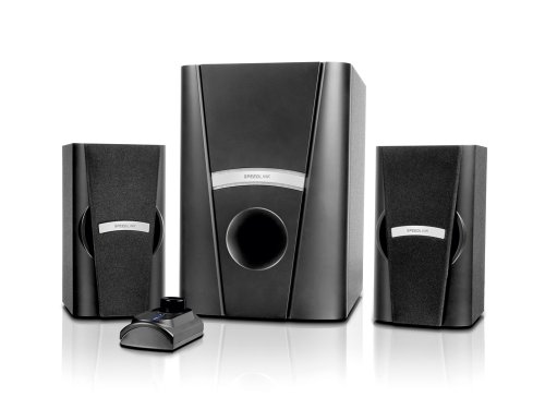 Speedlink Phobos aktives 2.1 Lautsprechersystem (20 Watt RMS Gesamtleistung, Bassreflex-Subwoofer, HolzgehÃ¤use, Tischfernbedienung)
