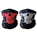 Produktbild ECOMBOS Totenkopf-Maske / Bandana / Schal, weiches Polyester, nahtlos, 2 Stück, damen, schwarz/rot, 25 x 50cm /9.5" X 18"