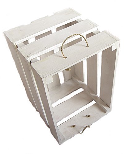 Rustic White Wooden Crate - Medium