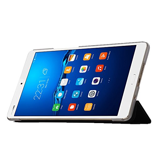 EasyAcc Huawei MediaPad M3 8.4 Hülle Case Tasche PU Leder zubehör hüllen für Huawei MediaPad M3 8.4 (8.4 Zoll) Smart Cover mit Auto Sleep Wake up / Standfunktion (Schwarz, Kunstleder, Ultra dünn) - 4