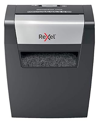 Rexel Momentum X406 Destructeur Coupe Croisée, Jusqu'à 6 feuilles, Corbeille 15L, Noir, 2104569EU