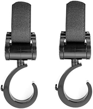 TALINU pram Clips - snap Hook - Set of 2, Black, Sturdy, Strong, Flexible - Buggy Attachment, Universal Hook