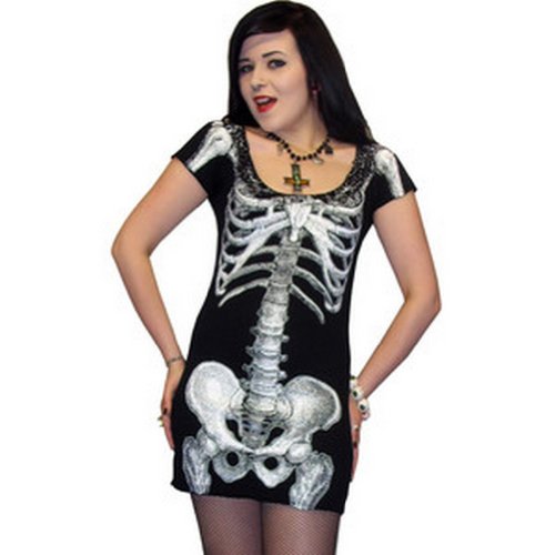 kreepsville 666 black dress with white skeleton (XX-Large = 16/18)