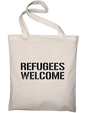 #2 Refugees Welcome Jutebeutel, Beutel, Stoffbeutel, Baumwolltasche