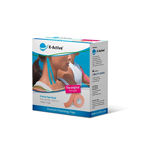 K-ActiveKinesiology Tape Classic BEIGE, water repellent and hypoallergenic, 50mm x 17 m, 1 box set