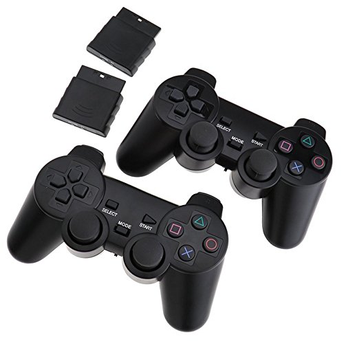 Preisvergleich Produktbild Kabellose Controller für PS2 Playstation, Doppelschock-Controller, Konsole, Joypad, Gamepad, 2 Stück
