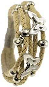 Multi Strand Bracelet with Stainless Steel Elements and Stainless Steel Magnetic Clasp, approx 21 cm long Sand