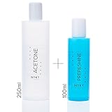 NYK1 ACETONE 250ml Pack and PREP and SHINE 100ml & UV/LED Gel Nail Sanitising Cleanser & Sticky Gel Residue Remover Super Concentrate for Nailac, Shellac, UV Gel, Acrylic Nails & All Nail Treatments.