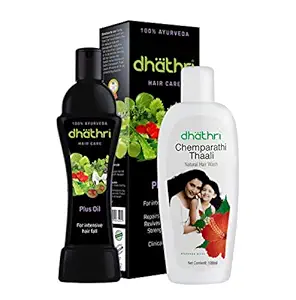 dhathri Hair Care plus Herbal Oil 100 Ml and Chemparathi Thaali Shampoo 100 Ml - Total 200 Ml