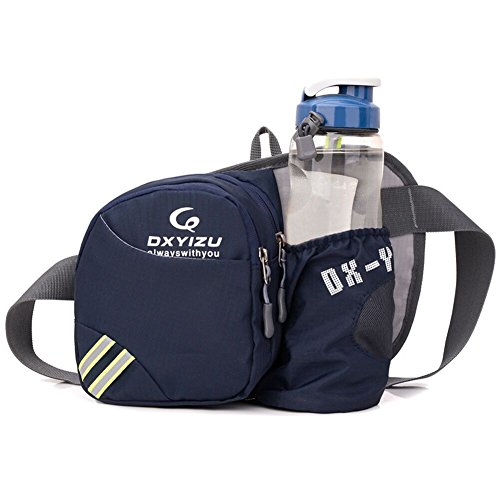 TOAOB Hüfttasche Multi-Function Gürteltasche Wasserabweisende Bauchtasche Flache Taille Tasche mit Flaschenhalter zum Sport und Reisen Marineblau