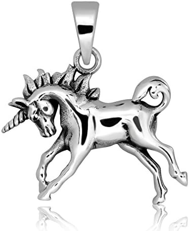 Sterling Silver 925 Lively Creature Carousel Merry-Go-Round Unicorn Running Pendant