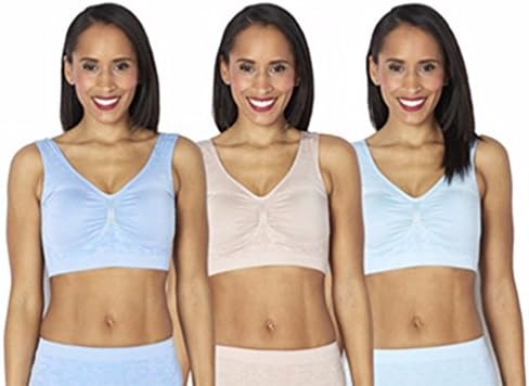 Vercella Vita Medium Control Comfort Bras with Floral Design Pack of 3 (Large, UK 16-18, Soft Blue Multi)