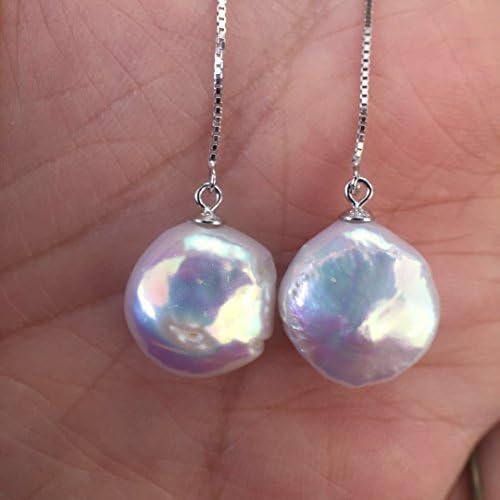 Classic coin pearl silver threader long earrings