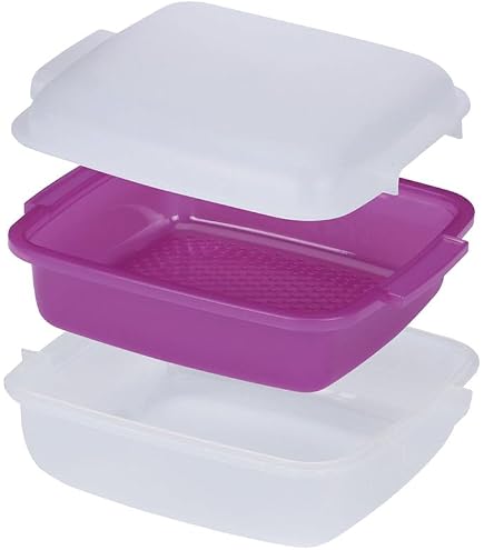 Cuocivapore Doppio Strato Per Microonde BestYiJo – 18,5x12,5 Cm, In Silicone BPA Free, Per Due Piatti Contemporaneamente, Lavabile In Lavastoviglie, Rosa