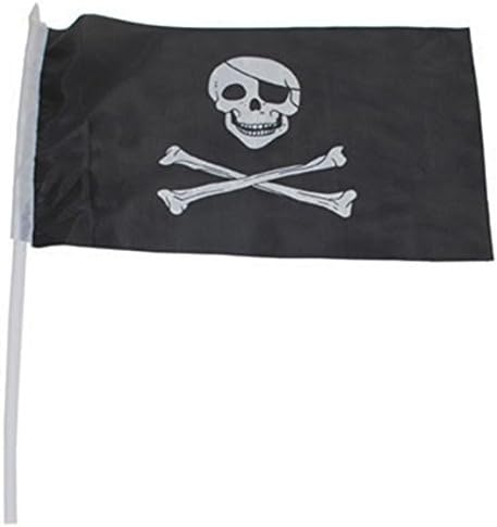 Party Palace – Pirate Flag with Skull Birthday Party Decoration (1), 30 x 45 cm, Black