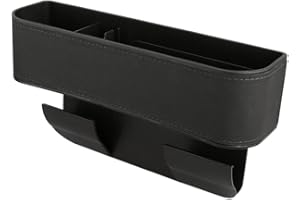 Qirc Autositz-Lückenfüller, multifunktionaler Autositz-Organizer, Konsolen-Seitentasche, Aufbewahrungsbox mit Getränkehalter, verbesserter Organizer zwischen den Vordersitzen 1 Stück (schwarz)