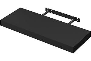 WOLTU Floating Shelf, Wall Shelf, Bookshelf, Wooden Board for Books, Pictures, Decoration, 60x23x3.8cm, Black