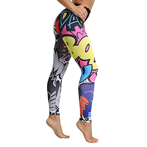 Dihope Femme Legging Imprimé Pantalon de Sport Élastique Taille Haute Slim Fit Crayon Pants Casual Push Up Yoga Jogging Fitness