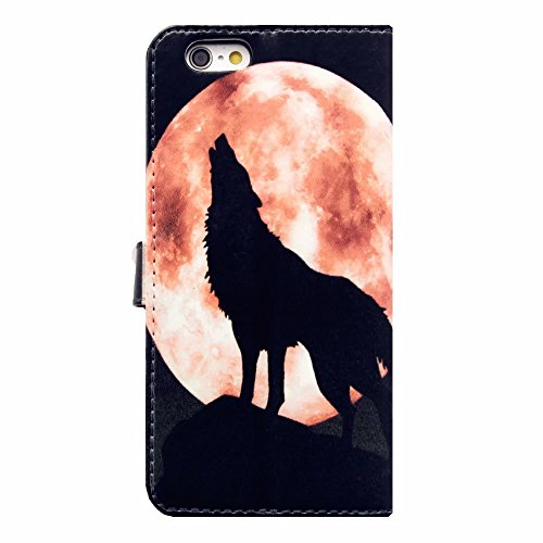 iPhone 7 Hülle Handytasche, MUTOUREN 2 in 1 Zubehör für iPhone 7 (4.7 Zoll) Slim PU Tasche Klapp Flip Folding Magnetisch PU Leder Flip Cover Tasche mit Kartensteckplatz Brieftasche Hinterschale Kartenschlitz + Metall Stift Stylus – Wolf - 4
