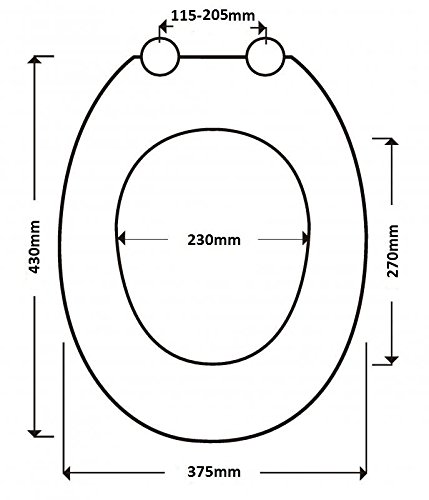 Einstellbarer WC-Sitz aus weißem Holz. Herz-Design. Verchromte Scharniere Inklusive Befestigung - 5