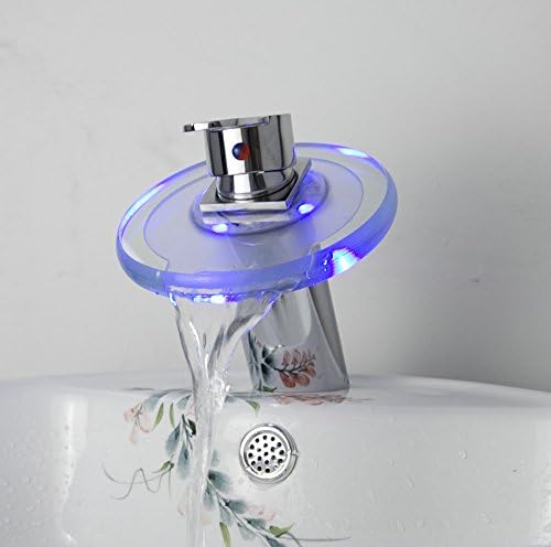 Ouecc Shang Big Waterfall Led Color Faucet,Thanksgiving,faucet Battery Powered Polished Chrome Mixer Glass Brass Tap Mixer Tap Faucet,Thanksgiving,faucet