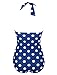 50s Retro Vintage Flora Print White Polka One Piece Swimwear Monokinis Large Navy Blue