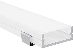 Alumino | Weißes LED Aluminiumprofil - Aufputzprofil 200 cm | Opale Abdeckung + Zubehör | für bis zu 20 mm LED-Streifen | kompatibel mit Philips Hue | 2m | Bille