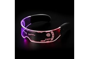 Yomaido 7-Color LED Visor Glasses Cyberpunk Luminous Neon Glasses, Festival Cool Stuff Funny Glasses for Halloween Cosplay Bar Club Party Girl Boy Gift Party Glasses