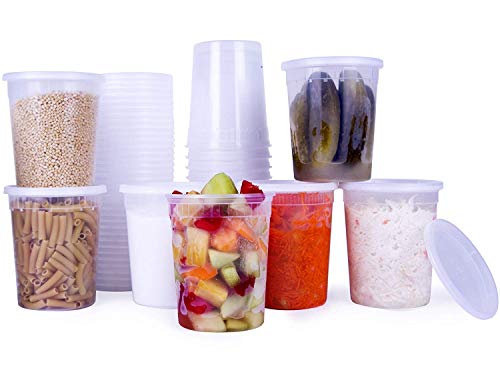 Paksh novità contenitori in plastica per Il Pranzo/Grande Contenitore per Alimenti con Coperchio, a Prova di perdite, microonde, congelatore e Lavabile in lavastoviglie, 907,2 Gram, 24 Pezzi