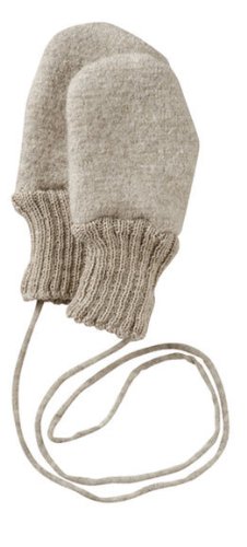Children's Organic Boiled Wool Gloves / Mittens with Thumbs Grey 12-24m