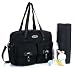 LCY Fashion Messenger Tote Baby Nappy Changing Bag Diaper Bag With Changing Mat Black