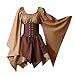 Produktbild Moonuy Halloween Patchwork Dress für Frauen Dame Flare Sleeve Party Dress mittelalterlichen Cosplay kostüme Gothic Retro Langarm Korsett Dress