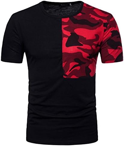 Mens T Shirts,Mens Shirts Short Sleeve,Mens Shirts Casual,Mens Tops,Men Shirt New Look,Moonuy Men Casual Camouflage Print Patchwork Short Sleeve Fashion Handsome T Shirt Top Blouse (XXL, Black)