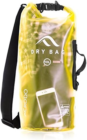 New Acrodo Waterproof Dry Bag Transparent 10 Liter Floating for Boating, Camping, and Kayaking With Shoulder Strap - Keeps Clothing & Electronics Protected